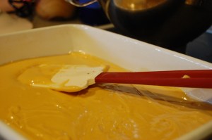 The first layer of batter